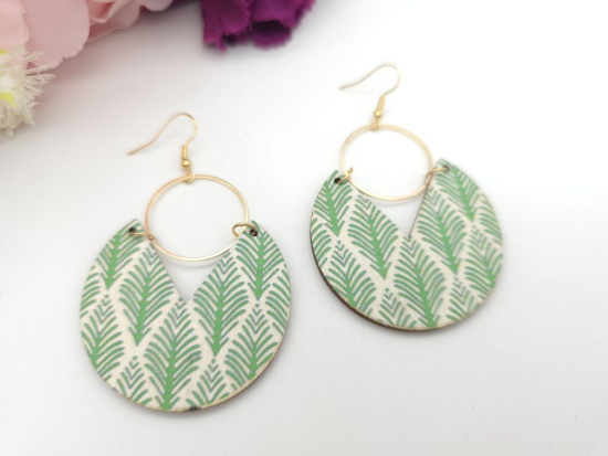 Preview: Große Holz Ohrringe Wood Muster